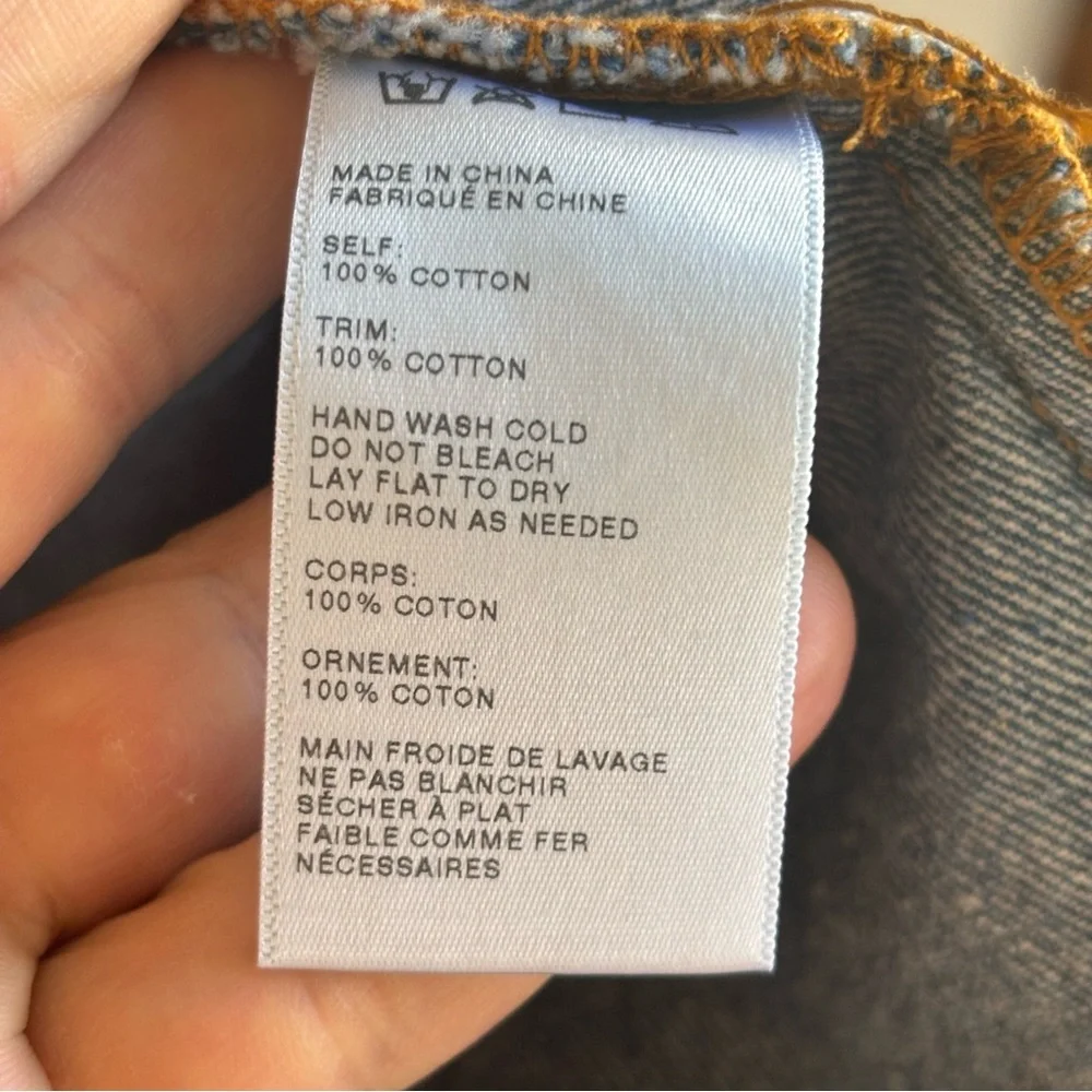 Anthropologie Maeve Denim Mini Shift Dress Country Lace Up Shoulders Women’s S - Picture 4 of 10